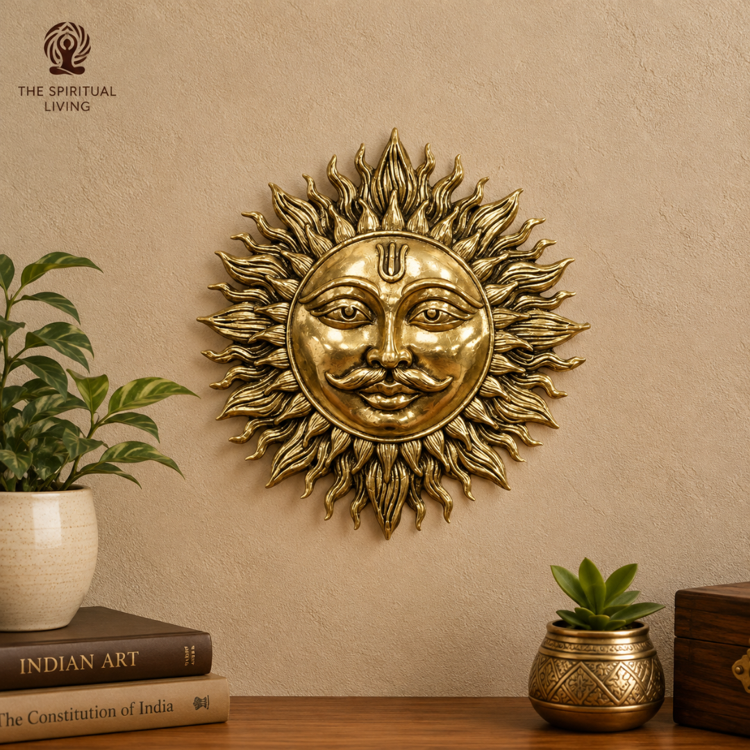 Brass Sun Wall Hanging | 3 Inch | God Idol | Surya Bhagwan Murti | Suraj Vastu | Housewarming | Main Door Entrance |