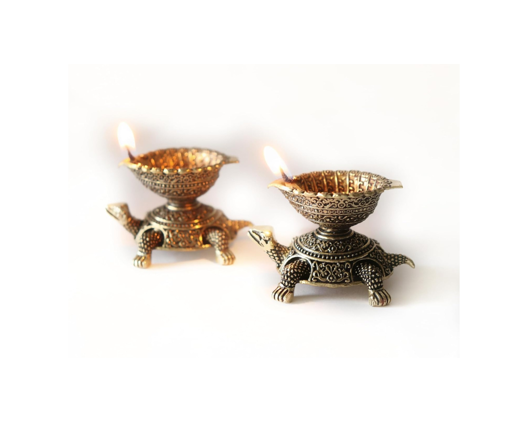Brass Tortoise Diya - 2.5 Inch - Pack of 2