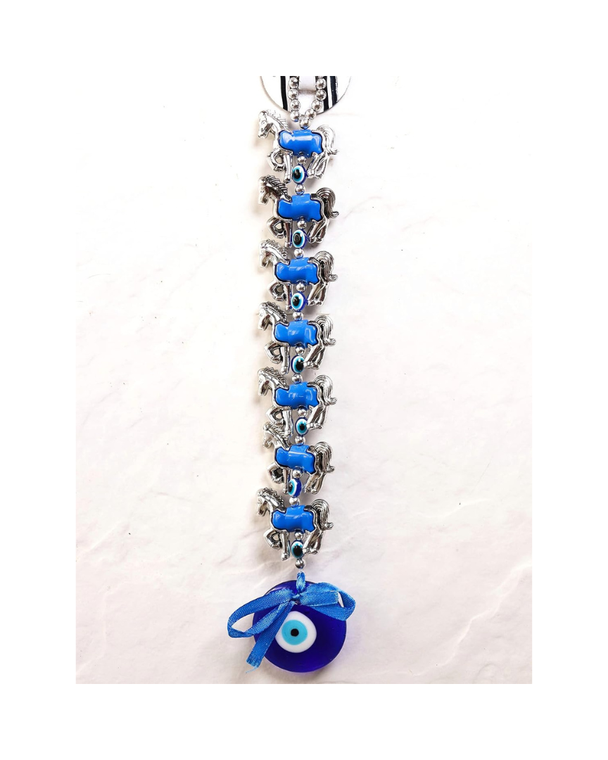 Evil Eye Wall Hanging with 7 Horses - 12 Inch