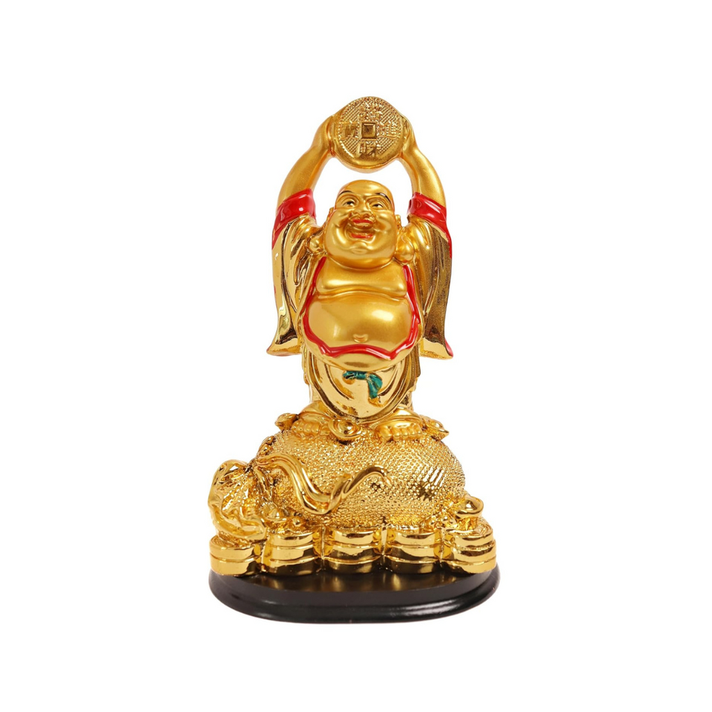 Golden Laughing Buddha for Money - 6.5 Inch