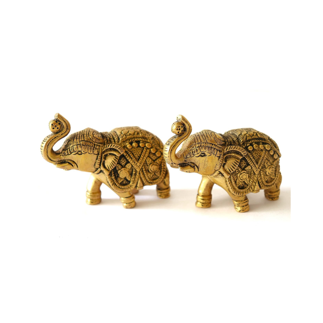 Brass Trunk Up Elephant Pair - 3inch - Pack of 2