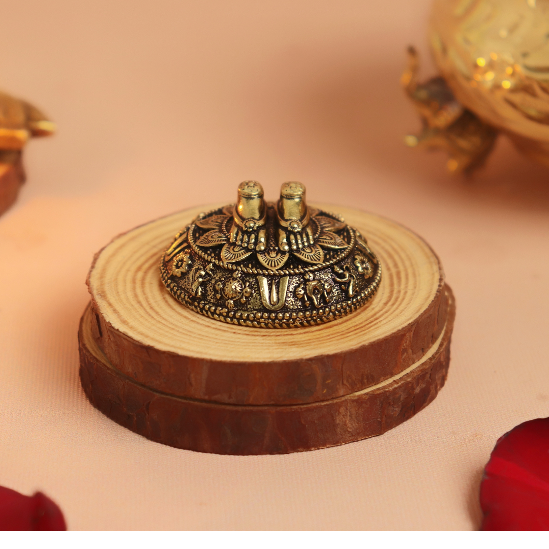 Crafted Brass Balaji Paduka - 1.5 Inch - Balaji Padam