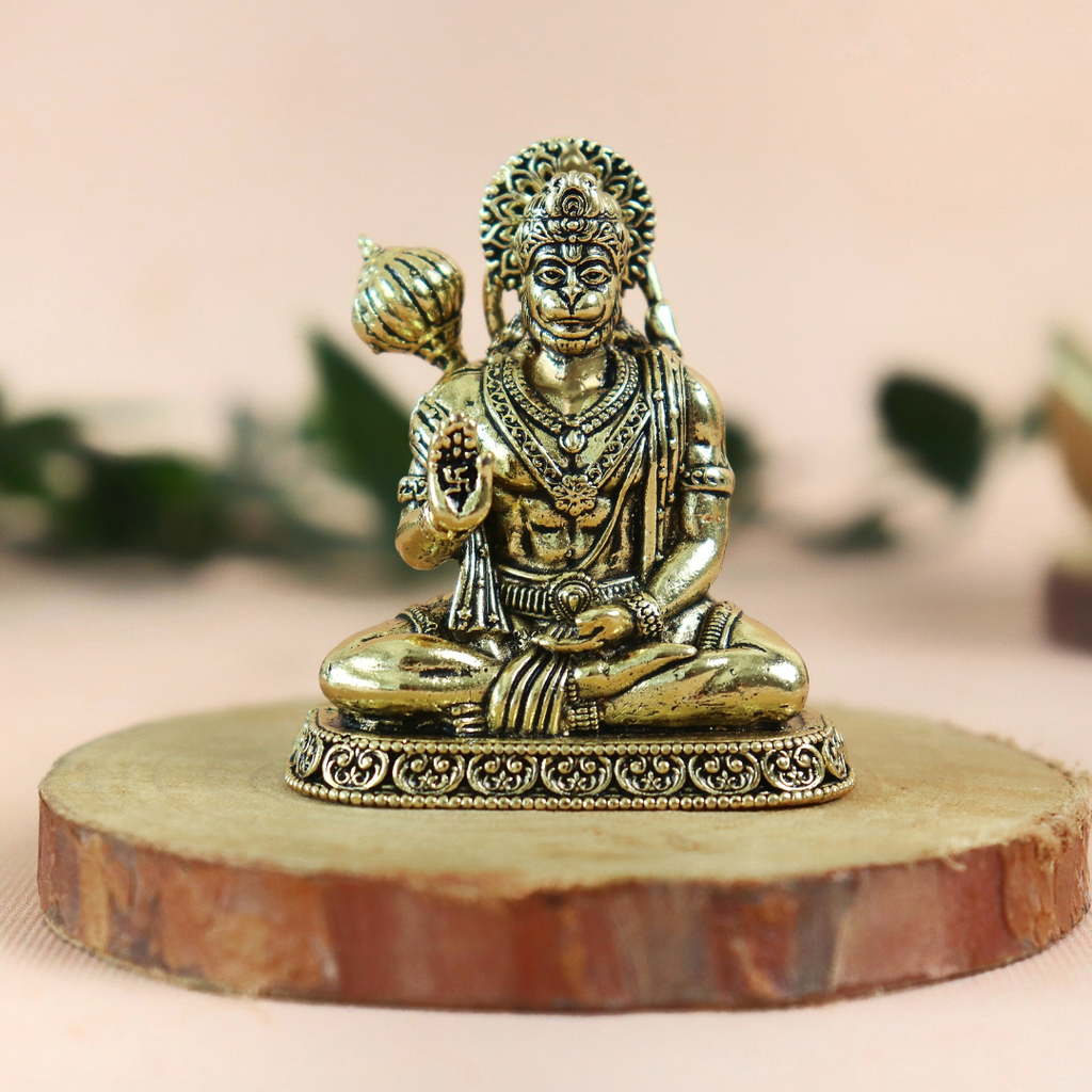 Brass Hanuman Murti | 2 Inch | Temple | Puja | Religious Gift | जय श्री राम | Lord Bajrangbali Statue | Office Desk |