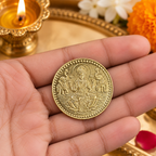 Brass Lakshmi Coin | 1.5 Inch | Diwali Dhanteras Gift | Pooja | Wealth and Prosperity | Home Temple |