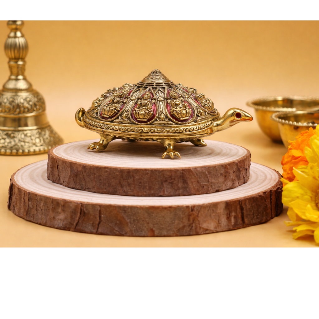 Small Brass Kachua for Good Luck | 2 Inch | वास्तु उपाय | Meenakari |