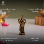 Miniature Brass Vishnu Ji | 1.5 Inch | Statue | Figures | Narayana | Hari Murti |