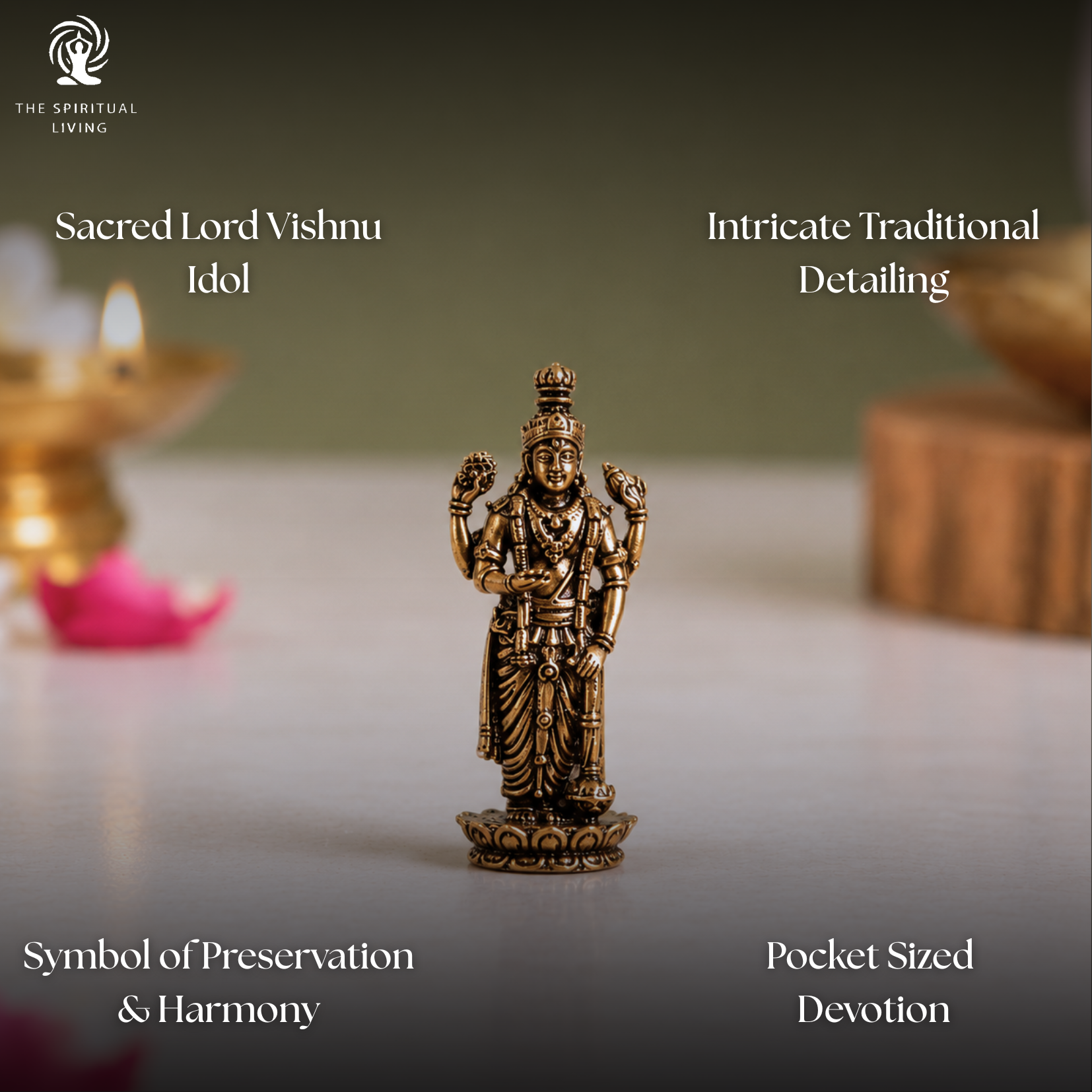Miniature Brass Vishnu Ji | 1.5 Inch | Statue | Figures | Narayana | Hari Murti |