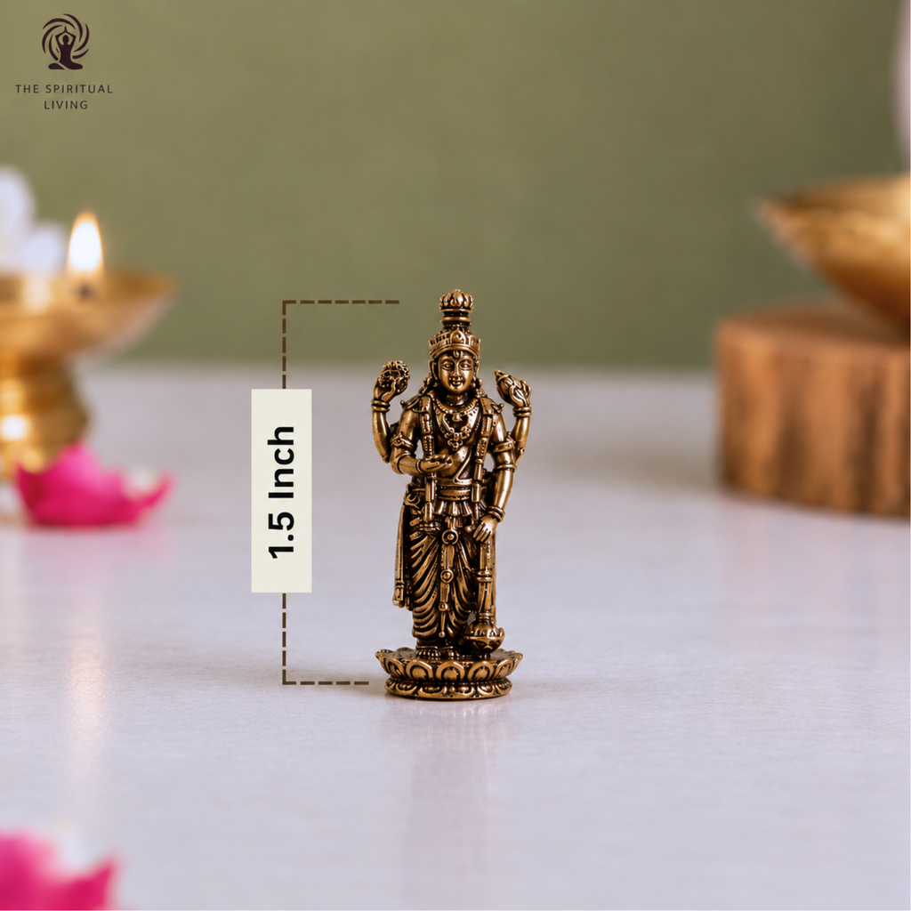 Miniature Brass Vishnu Ji | 1.5 Inch | Statue | Figures | Narayana | Hari Murti |