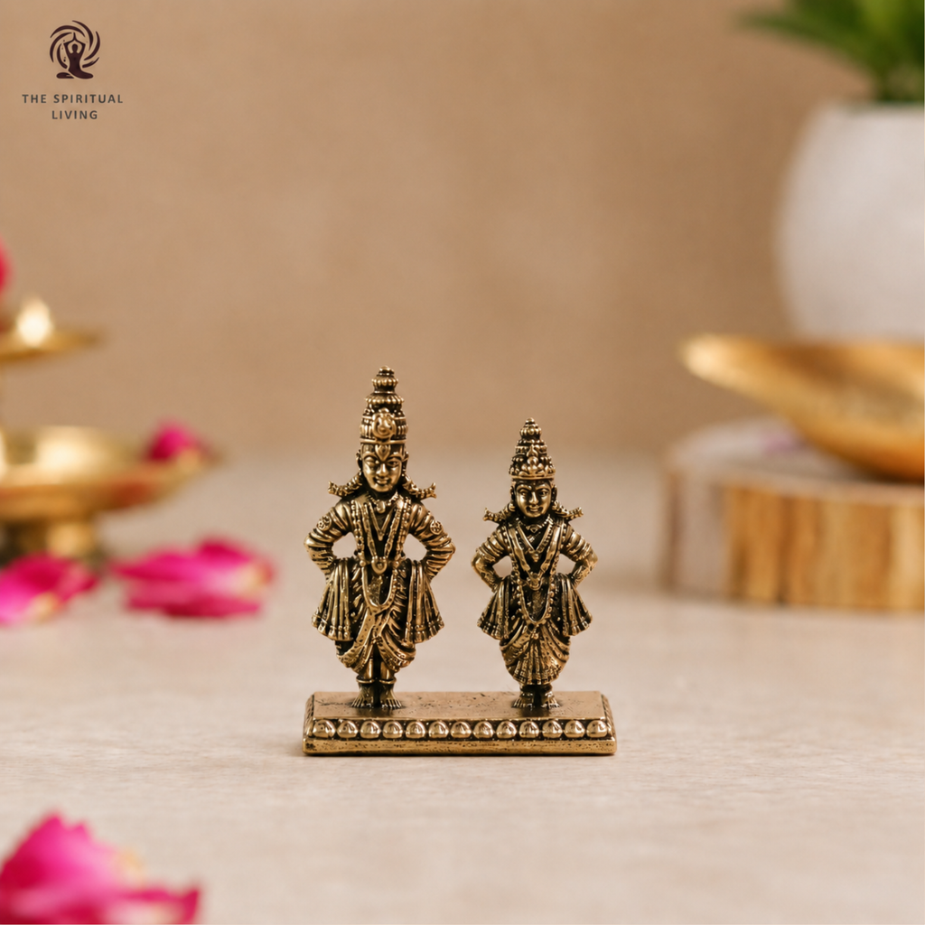 Vithal Rukmini Murti Brass | 1.5 Inch | Small Show Piece | Idol for  Vithoba & Rakhumai | Pandharpur |