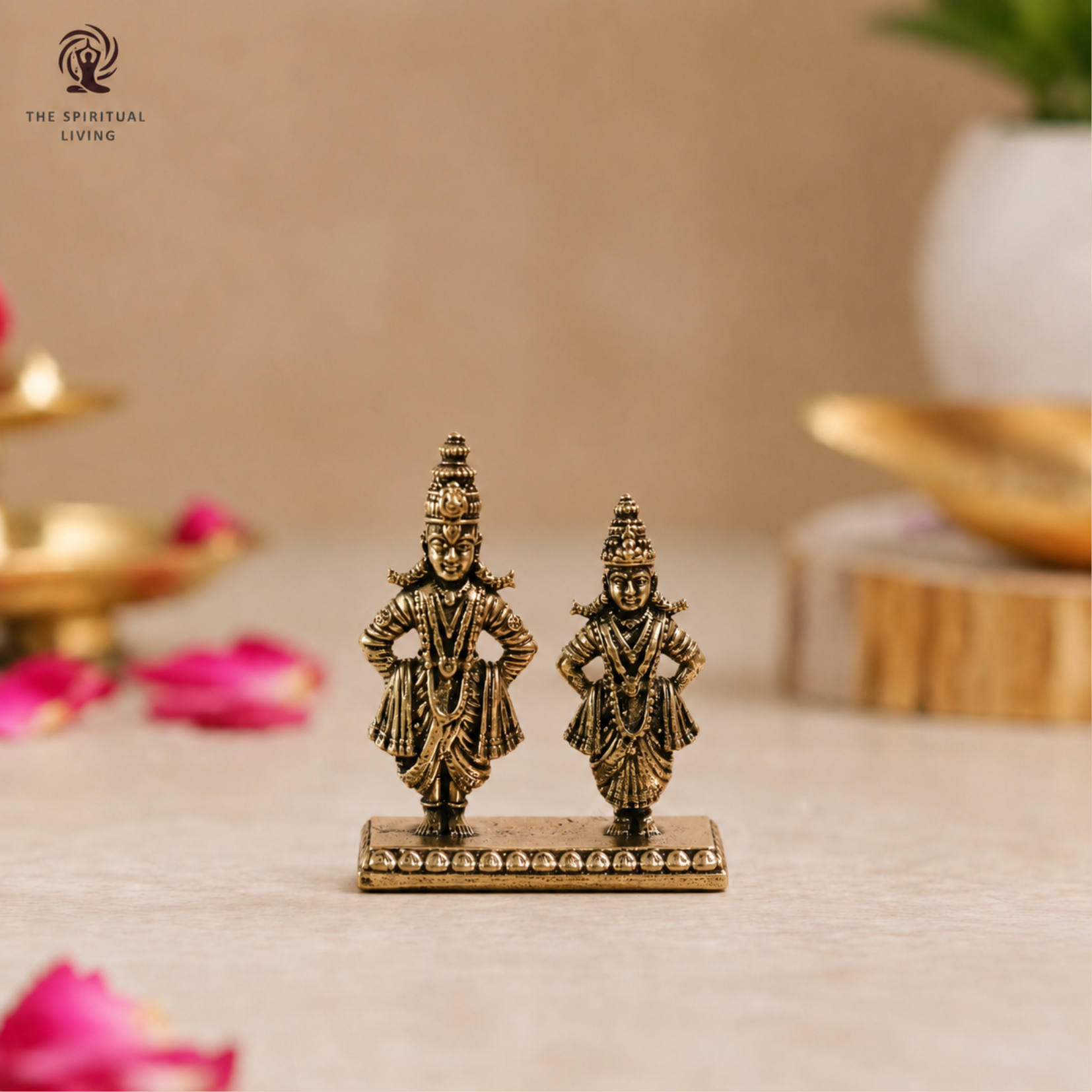 Vithal Rukmini Murti Brass | 1.5 Inch | Small Show Piece | Idol for  Vithoba & Rakhumai | Pandharpur |