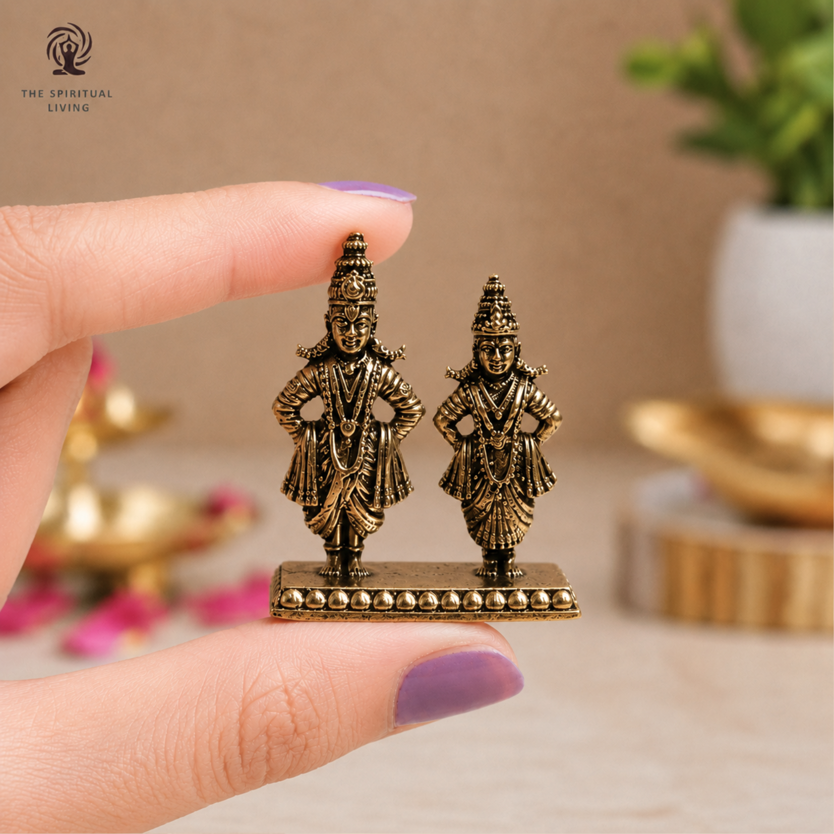 Vithal Rukmini Murti Brass | 1.5 Inch | Small Show Piece | Idol for  Vithoba & Rakhumai | Pandharpur |