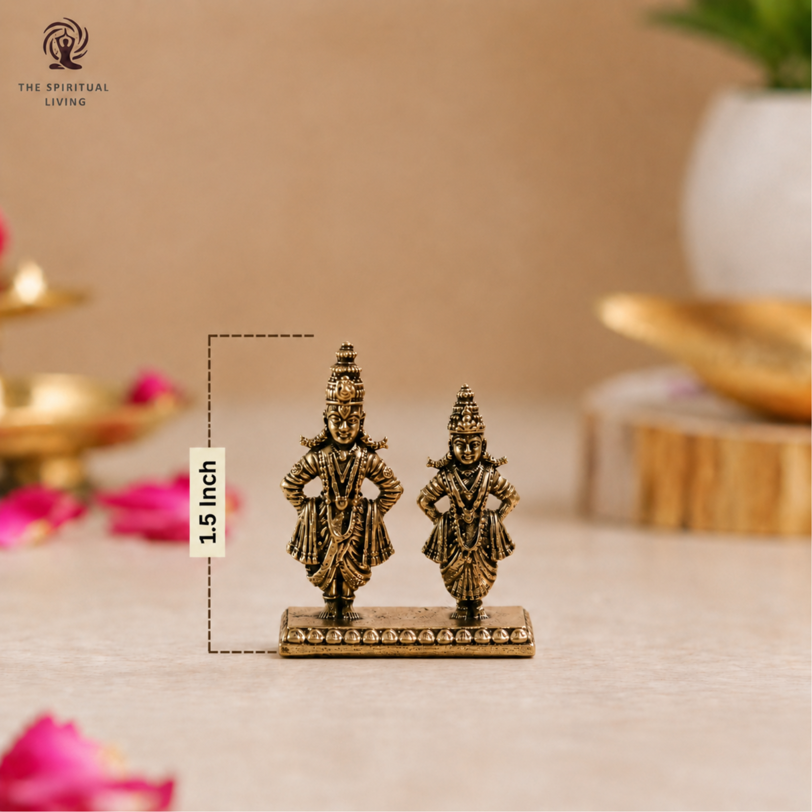 Vithal Rukmini Murti Brass | 1.5 Inch | Small Show Piece | Idol for  Vithoba & Rakhumai | Pandharpur |