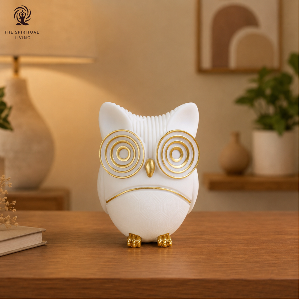 White Owl Statue for Good Luck - 3.5 Inch