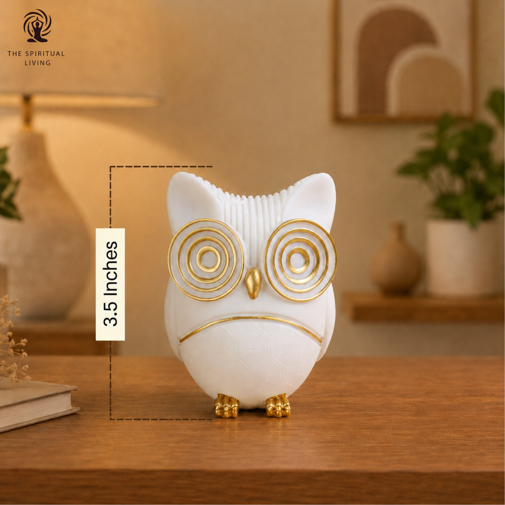 White Owl Statue for Good Luck - 3.5 Inch