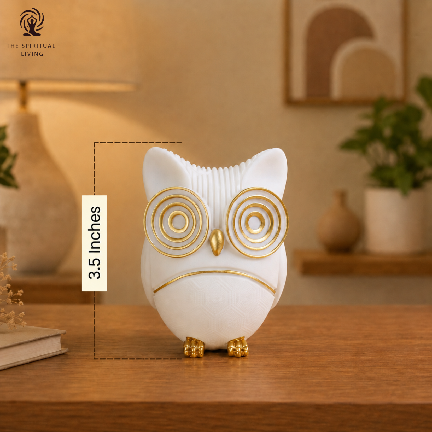 White Owl Statue for Good Luck - 3.5 Inch