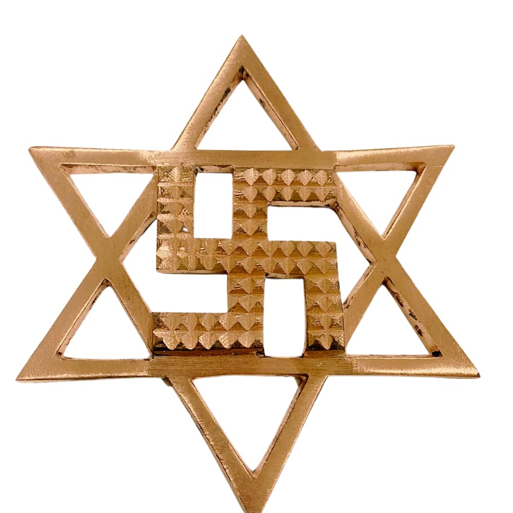 Copper Star Swastik Pyramid - 5.5 Inch