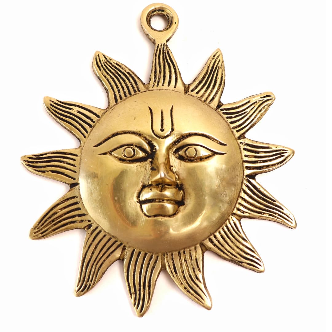 Brass Sun God Wall Hanging - 5 Inch